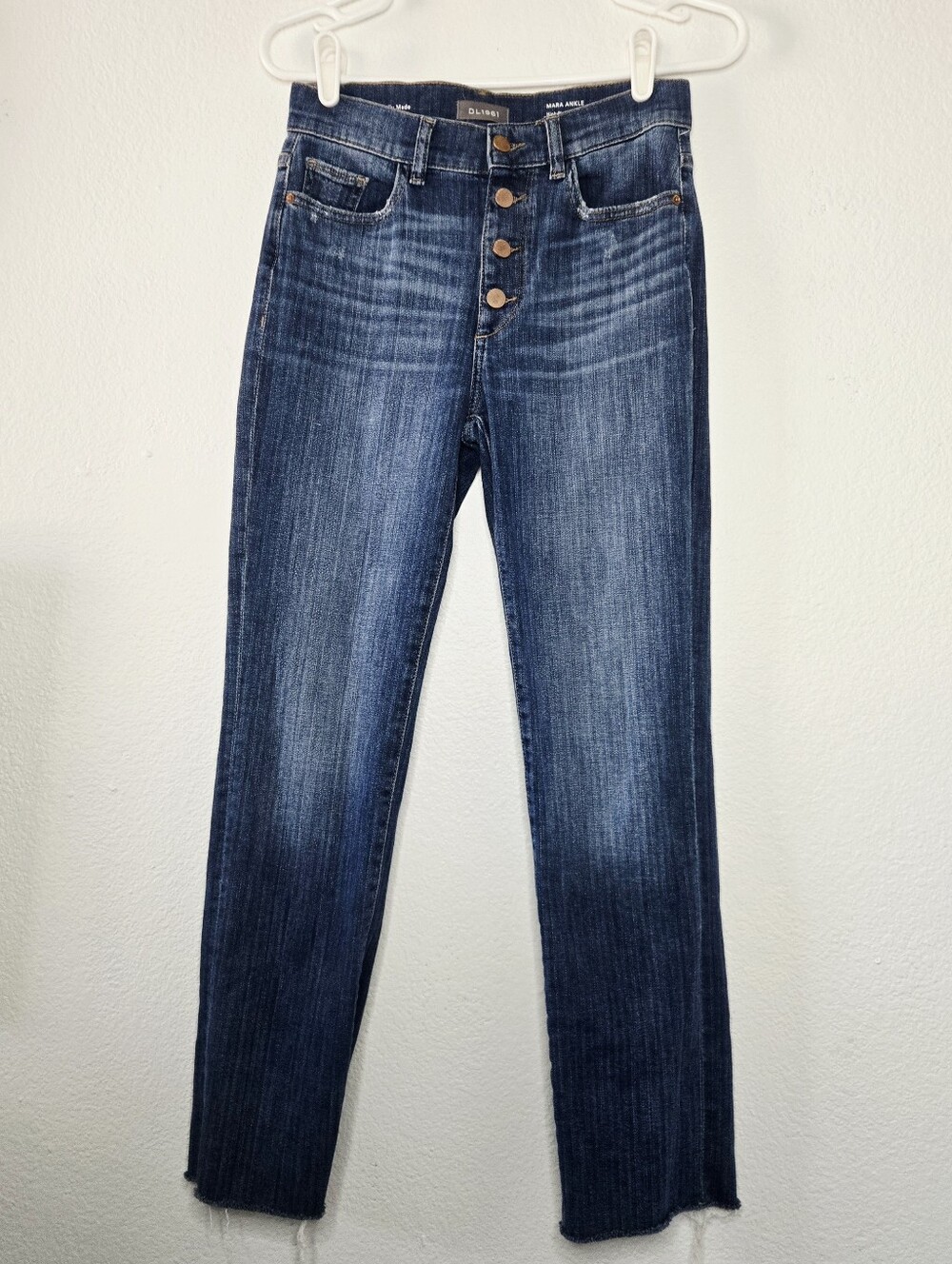 DL1961 Mara Ankle High Rise Instasculpt Straight Leg Button Fly Stretchy sz 25